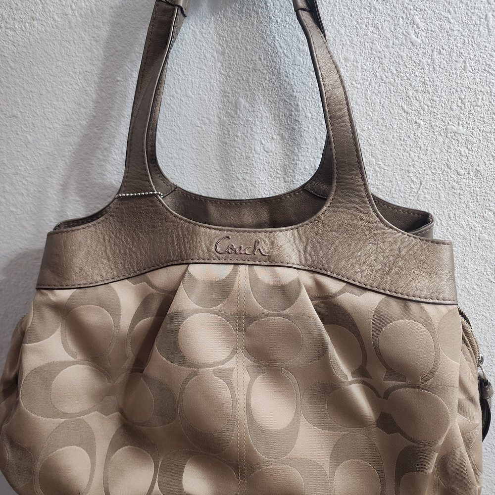 Coach Tan Shoulder Bag with Signature Monogram